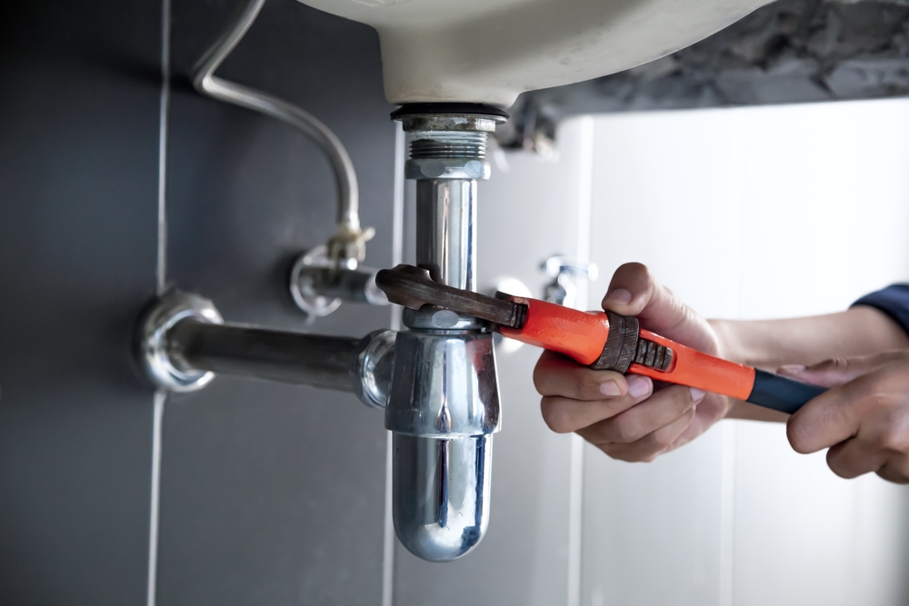 Professional Plumber Fixing Under-Sink Pipe